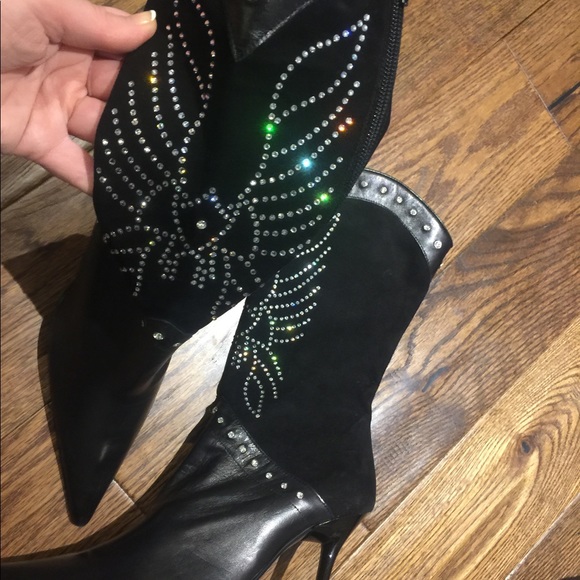 Leather and Swarovski Cristal boots - Picture 5 of 5